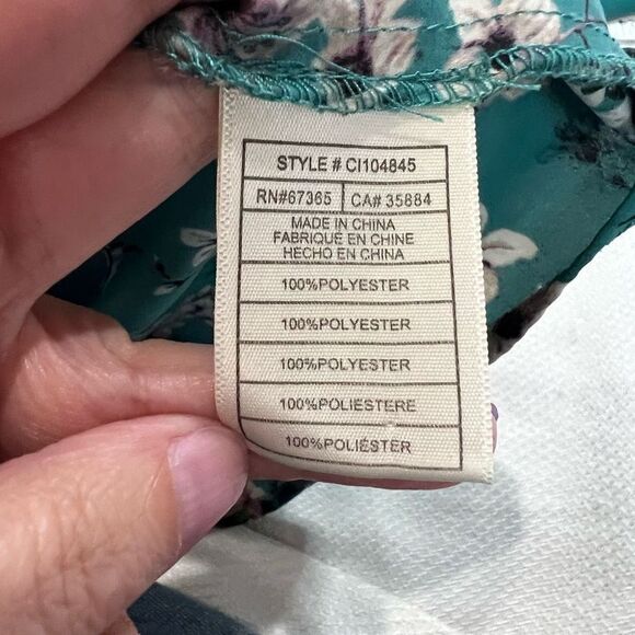 Cupcakes‎ and Cashmere Nadette Turquoise Pink Floral V Neck Blouse - Picture 7 of 8